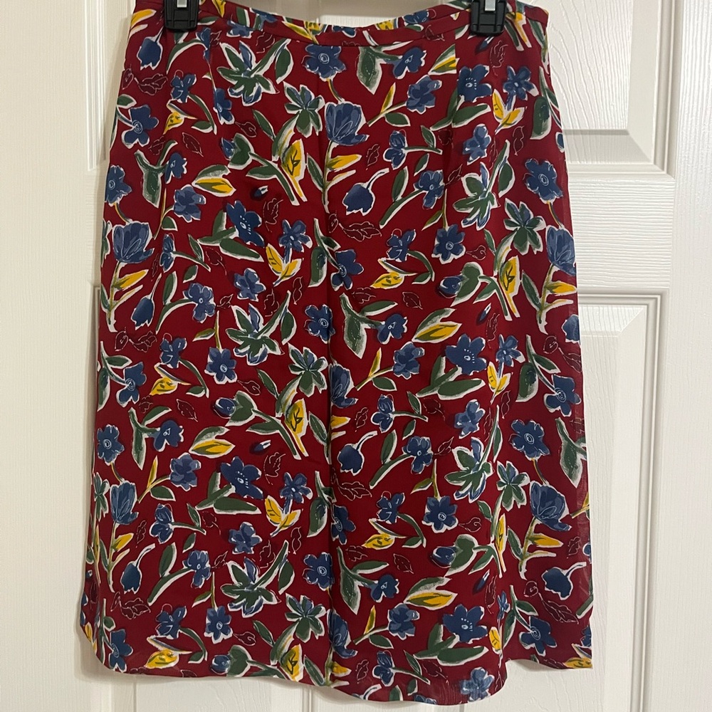 Harold's Red and Blue A-Line Knee-Length Skirt